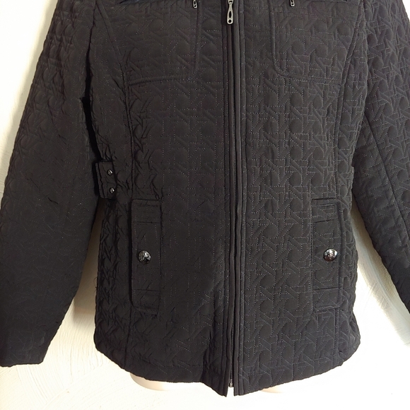 Nordstrom Gallery Black Quilted Zip Up Cinched Back Jacket Size Women Small - Picture 7 of 11